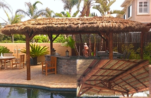 13x25 Foot Oval Tahitian Palm Tiki Hut/Palapa - 4 Posts